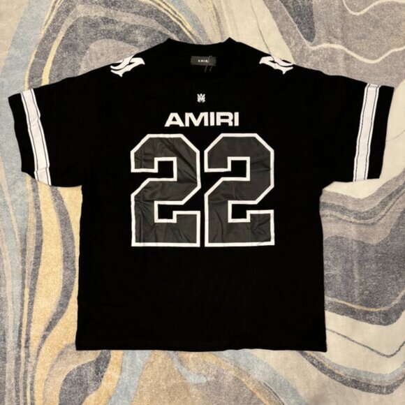 Amiri 22 Jersey Black Tee Mens Size Small Medium or Large - Picture 1 of 4